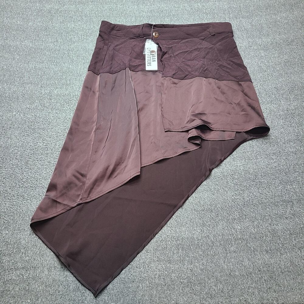 Urban Outfitters Skort Womens Large Brown Asymmetric Long Knit Button Lined